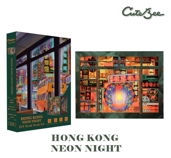 Maqueta Book Nook Hong Kong Neon Light 13 x 17 cm
