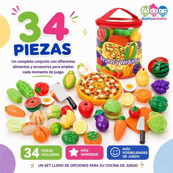 Jugatoys - jugahome Bolsa verduras 34 piezas 20x18cm