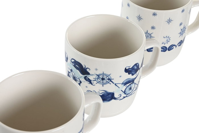 DKD Home Decor Mug Atlantico Azul Blanco Porcelana 8.5 x 10 x 11.5 cm (6 Unidades)