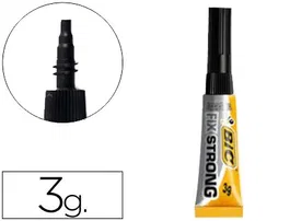 Bic - Pegamento Instantáneo Adhesivo Extra Fuerte Fix Strong 3 g para Plástico, Madera, Porcelana - Uniones Rápidas y Duraderas - Para Bricolaje