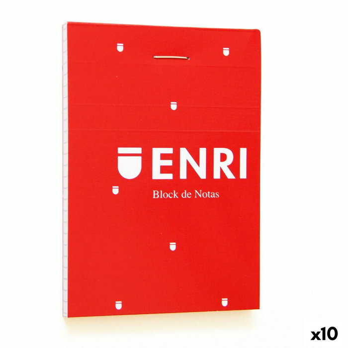 Enri Bloc de Notas Grapado A7 80H 4x4 Tapa Blanda Rojo (Set de 10)