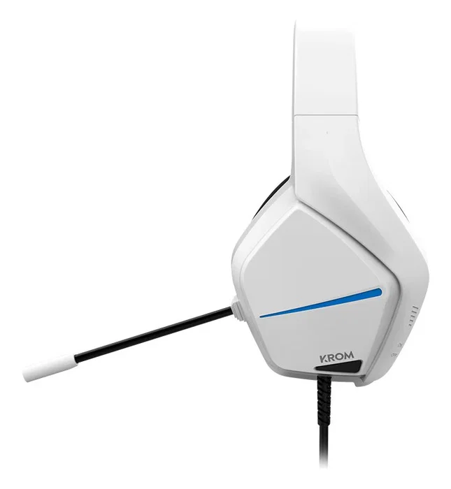 KROM Kopa Move Auriculares Gaming para PC, PS4, PS5, Switch, Estéreo, Altavoces 50mm, Diadema Ajustable, Micrófono Flexible, Blanco