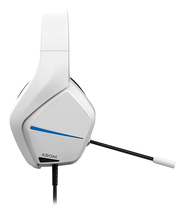 KROM Kopa Move Auriculares Gaming para PC, PS4, PS5, Switch, Estéreo, Altavoces 50mm, Diadema Ajustable, Micrófono Flexible, Blanco