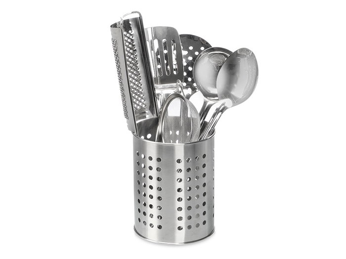 Kinvara Set 7 Piezas Utensilios Cocina Acero Inoxidable 15x32x14.5cm Incluye Cucharon Espatula Colador (Set de 6)