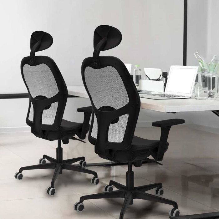 PIQUERAS Y CRESPO Silla de oficina Jorquera con mecanismo sincro, blanco y azul PIQUERAS Y CRESPO Silla de oficina Jorquera con mecanismo sincro, blanco y azul