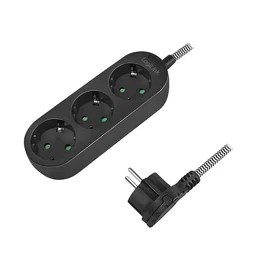 LogiLink Regleta de 3 tomas CEE 7/3 con cable textil de 1,5m