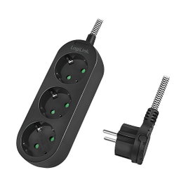LogiLink Regleta de 3 tomas CEE 7/3 con cable textil de 1,5m