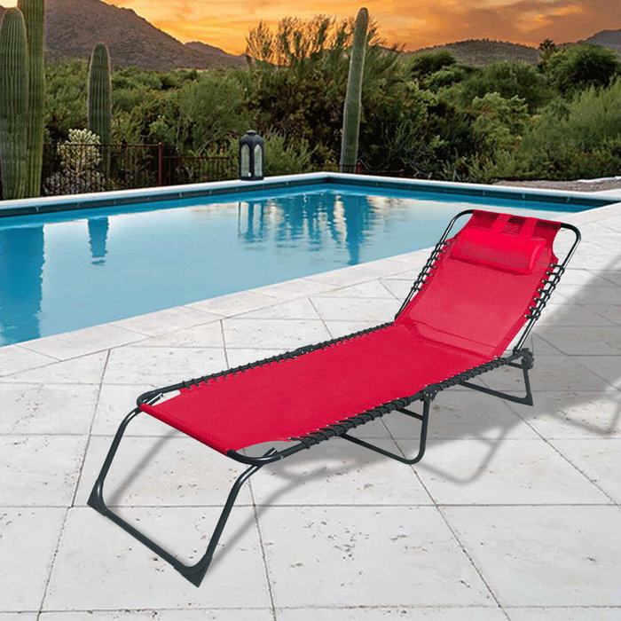 Marbueno Tumbona Plegable Acero Con Cojin Jardin y Piscina 190X58X27 cm Roja 10000