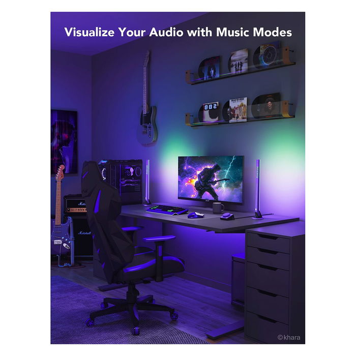 Govee H6047 Barras de Luz Inteligentes para Gaming, Wi-Fi/Bluetooth, Negro, 16 Millones de Colores, Control por Voz, Compatible con Alexa y Google Assistant