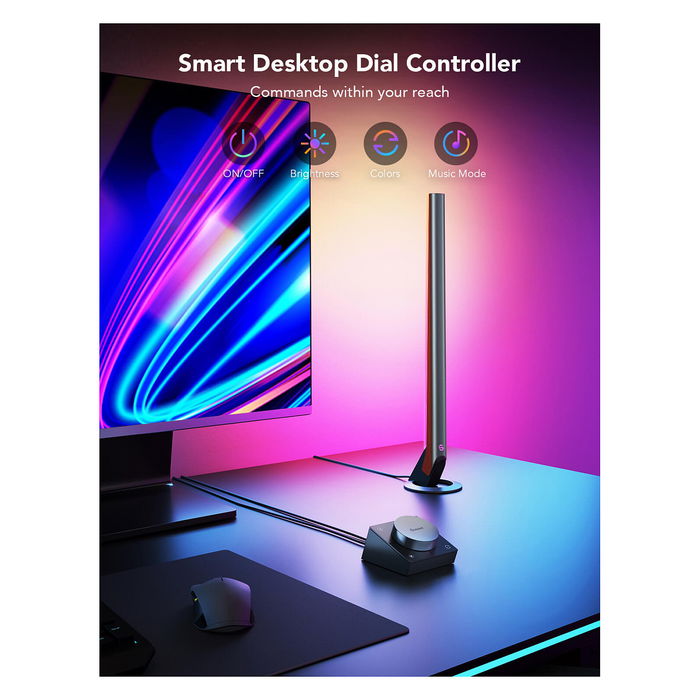 Govee H6047 Barras de Luz Inteligentes para Gaming, Wi-Fi/Bluetooth, Negro, 16 Millones de Colores, Control por Voz, Compatible con Alexa y Google Assistant