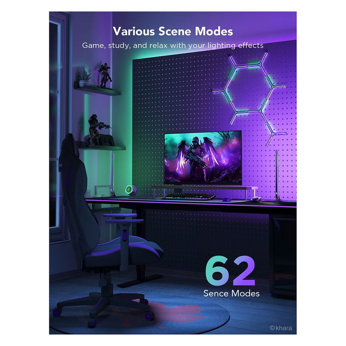 Govee H6047 Barras de Luz Inteligentes para Gaming, Wi-Fi/Bluetooth, Negro, 16 Millones de Colores, Control por Voz, Compatible con Alexa y Google Assistant