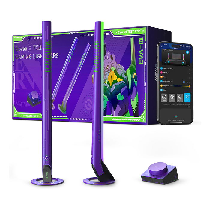 Govee H6047 Barras de Luz Inteligentes para Gaming, Wi-Fi/Bluetooth, Negro, 16 Millones de Colores, Control por Voz, Compatible con Alexa y Google Assistant