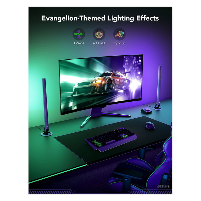 Govee H6047 Barras de Luz Inteligentes para Gaming, Wi-Fi/Bluetooth, Negro, 16 Millones de Colores, Control por Voz, Compatible con Alexa y Google Assistant