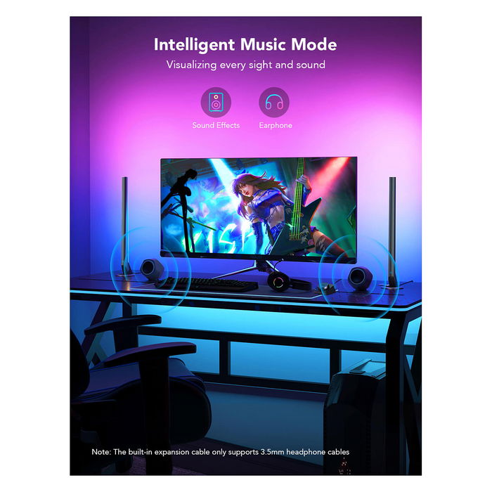 Govee H6047 Barras de Luz Inteligentes para Gaming, Wi-Fi/Bluetooth, Negro, 16 Millones de Colores, Control por Voz, Compatible con Alexa y Google Assistant