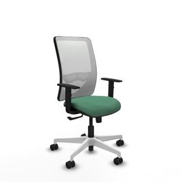 PIQUERAS Y CRESPO Silla de oficina Zulema con mecanismo Sincro, Verde esmeralda y Blanco