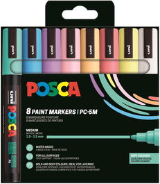 Marcador T.Opaca No Perm. Uni Posca 1,8 (Pc-5M) Colores Suaves Bolsa De 8