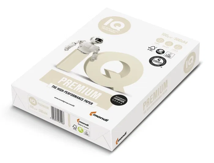 Iq premium Papel Multifuncion DIN A4 100 gramos Paquete 500 Hojas Blanco Alta Calidad ColorLok Certificado Ecolabel