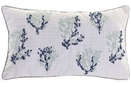 DKD Home Decor Cojin Mediterraneo 2 Unidades Azul Blanco Chenilla 60 x 10 x 35 cm