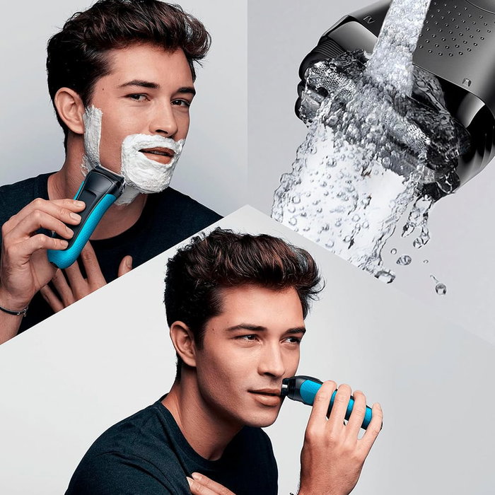 Braun Afeitadora Eléctrica Serie 3 Proskin Azul 600W Triple Acción Húmedo/Seco Recargable