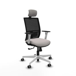 PIQUERAS Y CRESPO Silla de oficina Yunquera con mecanismo Sincro, Blanco y Negro