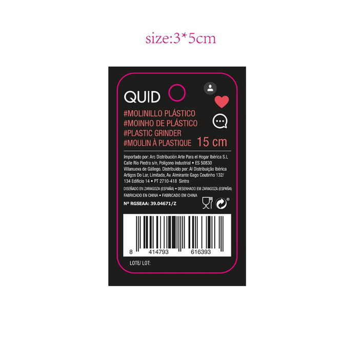 Molinillo Acrílico Hábitat Quid 15 cm (12 Unidades)