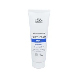 Urtekram Dentífrico con Flúor Menta y Aloe Vera 75ml - Pasta de Dientes Ecológica y Vegana Certificada COSMOS ORGANIC