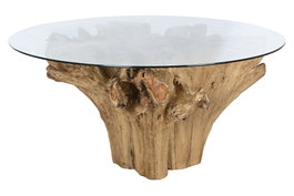 DKD Home Decor Mesa de Comedor Raíz de Teca 160x160x76