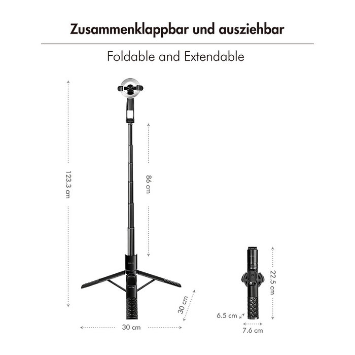 LogiLink Wireless Tripod Selfie Stick magnético, negro LogiLink Wireless Tripod Selfie Stick magnético, negro