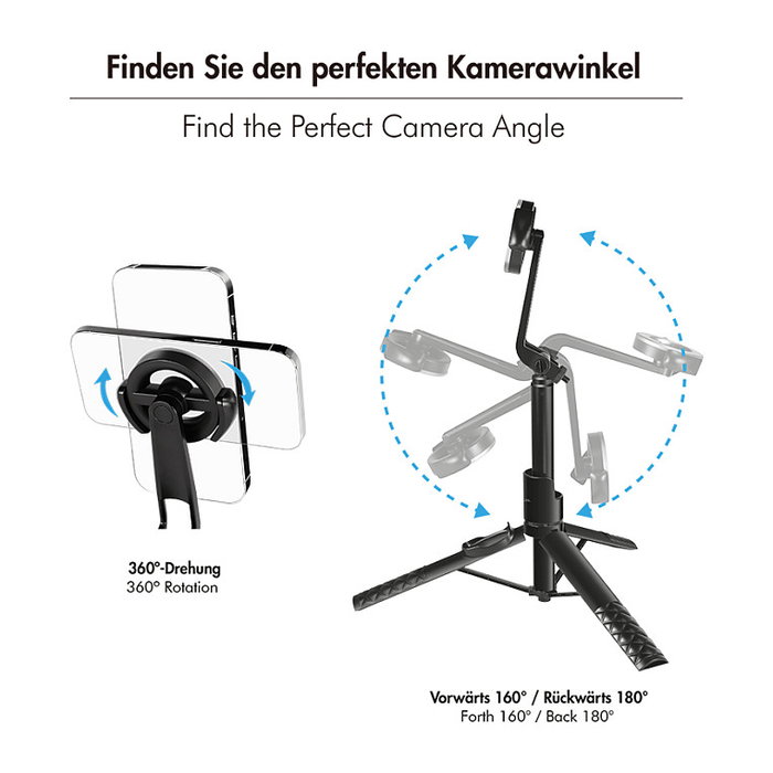LogiLink Wireless Tripod Selfie Stick magnético, negro LogiLink Wireless Tripod Selfie Stick magnético, negro