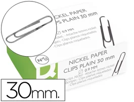 Q-connect Clips niquelados nº1,5 30 mm, caja de 100 unidades