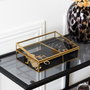 Home Deco Factory Joyero Lounge con Vidrio y Terciopelo, Estructura de Hierro, Color Negro y Oro, 23x16x8 cm