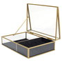 Home Deco Factory Joyero Lounge con Vidrio y Terciopelo, Estructura de Hierro, Color Negro y Oro, 23x16x8 cm
