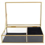 Home Deco Factory Joyero Lounge con Vidrio y Terciopelo, Estructura de Hierro, Color Negro y Oro, 23x16x8 cm