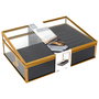 Home Deco Factory Joyero Lounge con Vidrio y Terciopelo, Estructura de Hierro, Color Negro y Oro, 23x16x8 cm