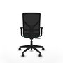 Silla de oficina Motilla con mecanismo Sincro tapizada con Tela color Verde botella y malla color negra. Equipada con lumbar 1D, Brazos 1D y Ruedas 65mm nailon