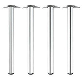 HERRAJES ALK Juego de 4 Patas de Acero para Mesa Neiva, Altura 71 cm, Diámetro 60 mm, Acabado Cromo