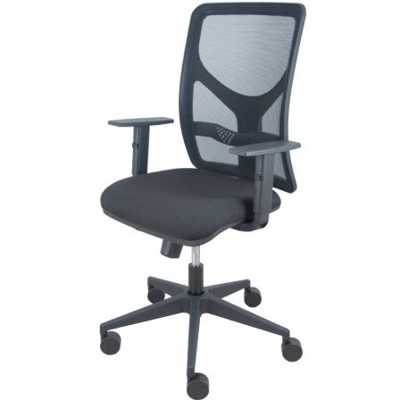 Piqueras Y Crespo Silla de Oficina Ergonómica Motilla 21TKM840B840B10CRN65 - Respaldo de Malla, Brazos 1D y Apoyo Lumbar Ajustable, Negro, Sincro-Traslack
