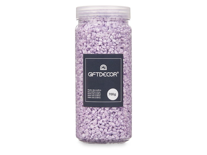 Giftdecor - Bote de Piedras Decorativas Metalizadas 2-5 mm, 700 g, Color Lila, Dimensiones 6.5x15.8x6.5 cm (Set de 12)