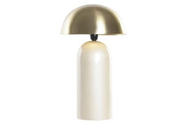 DKD Home Decor - Lámpara de Sobremesa Colección Gllef, Ambiente Glam, Acabado Perlado, Dorado y Beige, Forma Seta, Tipo Bombilla E27, Dimensiones 28x28x50 cm
