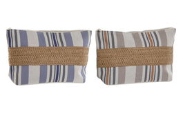 DKD Home Decor Neceser Mediterraneo Beige Lila 25 x 7 x 15 cm (2 Unidades)