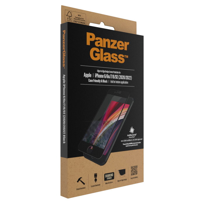 PanzerGlass Protector de pantalla Edge-to-Edge para iPhone 6/7/8/SE (2020/2022)