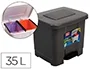 Plasticforte Papelera Contenedor de Plástico con Pedal y 2 Compartimentos, 35 Litros, Gris Oscuro para Reciclaje