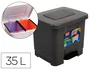 Plasticforte Papelera Contenedor de Plástico con Pedal y 2 Compartimentos, 35 Litros, Gris Oscuro para Reciclaje