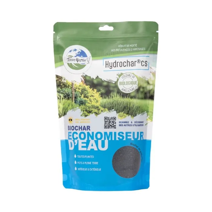 Terra Nostra 162334 Retenedor de agua Hydrochar CS - Ahorro de agua para plantas - Sobre de 300 g