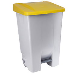 Fabricantes de Menaje Cubo de Basura Selectivo Amarillo 80 Litros, Con Pedal, Ruedas y Asa, Encajable, 49 x 42 x 73.5 cm