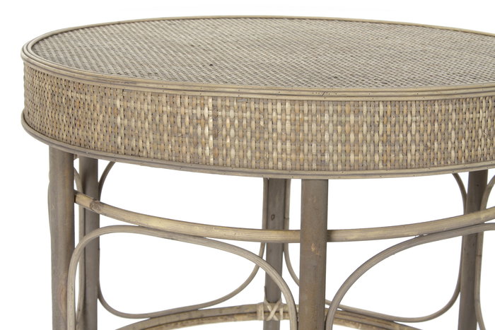 DKD Home Decor Mesita Auxiliar Balines Natural Ratán Set de 2 Piezas 61 x 52 x 61 cm