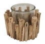 DKD Home Decor Portavelas Madera y Cristal Tronquitos Blanco Rozado
