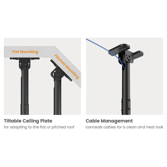 EQUIP Soporte de Techo Dual para 2 Pantallas 32"-60" / Hasta 40 Kg por Pantalla / Giratorio 180 Grados / VESA 200x200 a 600x400 / Negro - 650376