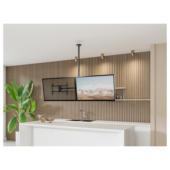 EQUIP Soporte de Techo Dual para 2 Pantallas 32"-60" / Hasta 40 Kg por Pantalla / Giratorio 180 Grados / VESA 200x200 a 600x400 / Negro - 650376