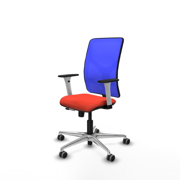 PIQUERAS Y CRESPO Silla de oficina Motilla con mecanismo Sincro/Traslack, Tela Naranja oscuro y Malla Azul